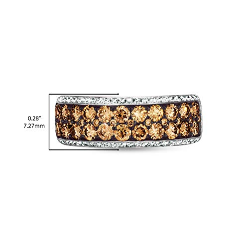 1 1/2 Carat White and Chocolate Diamond Bordered Band Ring for Women in 14k White Gold (G-H/Fancy Brown, VS2-SI1 / SI2-I1, cttw) Wide Anniversary Promise Ring Size 6 to 7 by LeVian