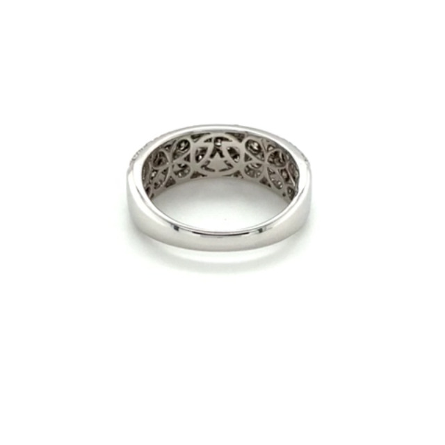 1 1/2 Carat White and Chocolate Diamond Bordered Band Ring for Women in 14k White Gold (G-H/Fancy Brown, VS2-SI1 / SI2-I1, cttw) Wide Anniversary Promise Ring Size 6 to 7 by LeVian