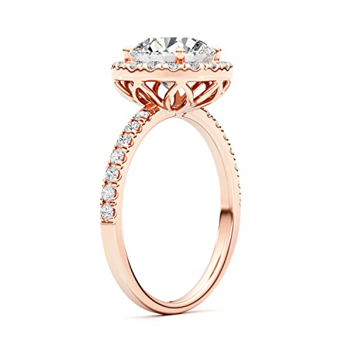 GLAM AND GEMS 1/2 Carat Lab Grown Diamond and 2 Carat Moissanite Engagement Ring for Women in 14k White/Yellow/Rose Gold (D-E, VS, cttw) Wedding Ring Size 5.5 to 8 (10)