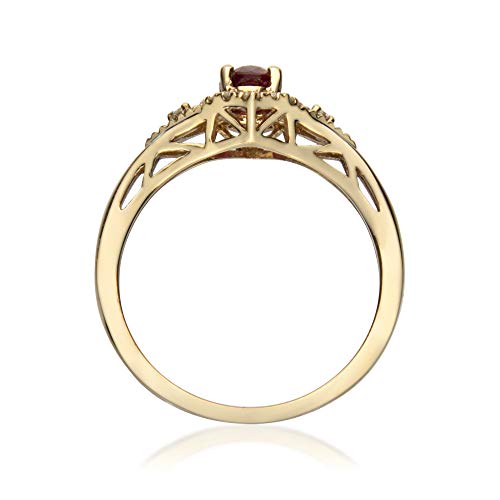 Gin & Grace 10K Yellow Gold Mozambique Genuine Ruby Ring with Diamonds for women | Ethically, authentically & organically sourced (Oval-Cut) shaped Ruby hand-crafted jewelry for her | Ruby Ring for women