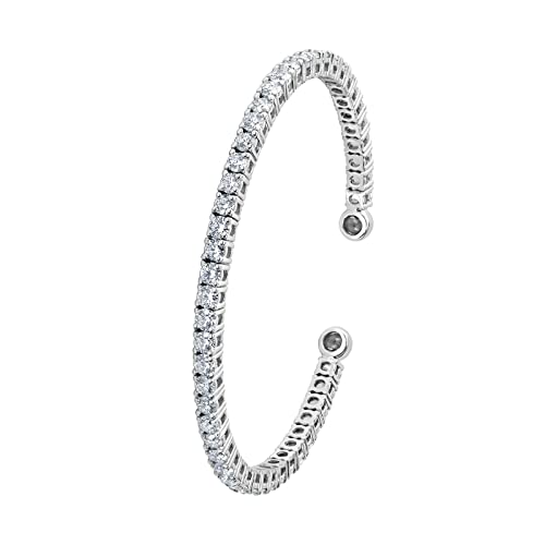 Diamond Wish 1 3/4 to 4 3/4 Carat Lab Grown Diamond Straight All The Way Flex Bangle Bracelet for Women in 14k White Gold (E-F, VS, 1.75 to 4.75 cttw) Adjustable