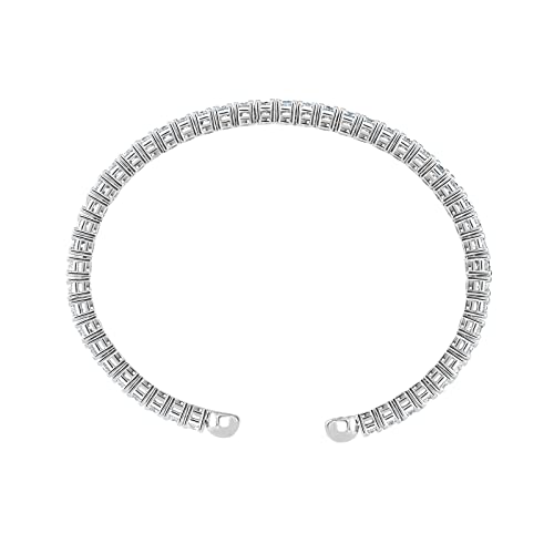 Diamond Wish 1 3/4 to 4 3/4 Carat Lab Grown Diamond Straight All The Way Flex Bangle Bracelet for Women in 14k White Gold (E-F, VS, 1.75 to 4.75 cttw) Adjustable
