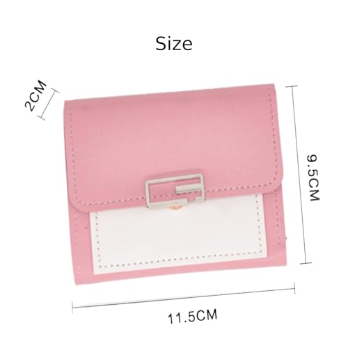 ICEMOB Convenient Trifold Card Wallet with Multiple Card Slots and Transparent ID Window，Women Pink Coin Purse