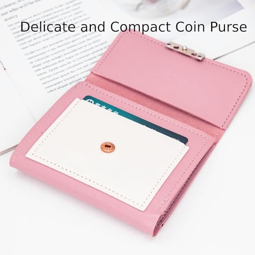 ICEMOB Convenient Trifold Card Wallet with Multiple Card Slots and Transparent ID Window，Women Pink Coin Purse