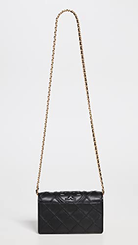 Tory Burch Women s Fleming Soft Chain Wallet, Black, One Size