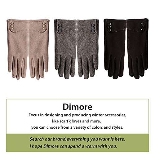 Dimore 3 Pairs Winter Gloves for Women Cold Weather Girls With Touch Screen Fingers Warm Thick Texting Bulk Wholesale