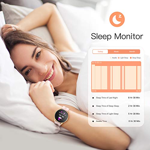 Smart Watch for Women, AGPTEK Smartwatch for Android and iOS Phones IP68 Waterproof Activity Tracker with Full Touch Color Screen Heart Rate Monitor Pedometer Sleep Monitor, Pink, LW11