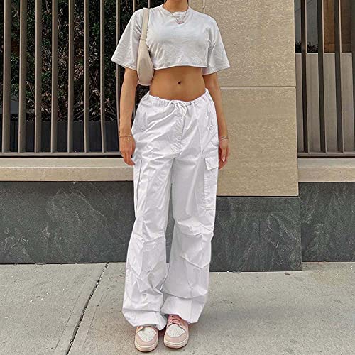 NHCDFA Parachute Pants for Women, Cargo Pants Women Baggy, Y2K Low Waist Wide Leg Baggy Pants