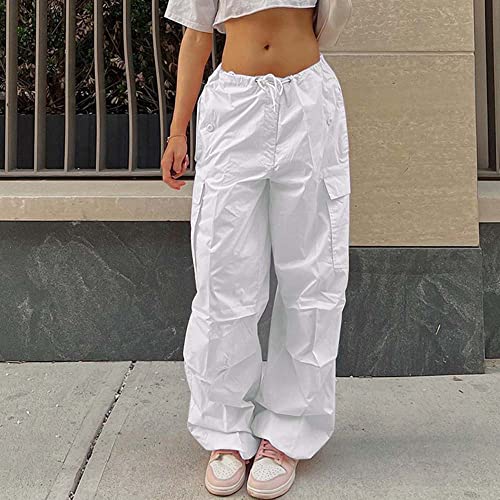 NHCDFA Parachute Pants for Women, Cargo Pants Women Baggy, Y2K Low Waist Wide Leg Baggy Pants