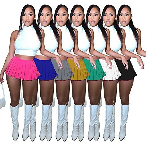 Mini Pleated Skirts for Women Sexy Black Mini Skirt with Slit Womens Girl Y2k Short Cargo Skirt Skater A-line Pleated Skirt