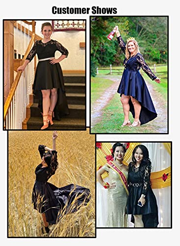 Elapsy Womens Sexy Lace Hi Low Cocktail Party Dress Floral Swing Prom Evening Gowns