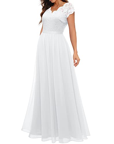 Daisyaner Women s Formal Floral Lace Maxi Dress Evening Party Elegant V-Neck Dresses for Wedding Guest