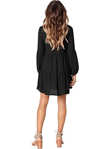 Amoretu Women Summer Tunic Dress V Neck Casual Loose Flowy Swing Shift Dresses