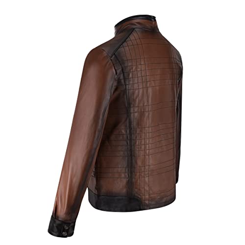 CUADRA Men s Jacket in Genuine Leather with Embroidery Brown