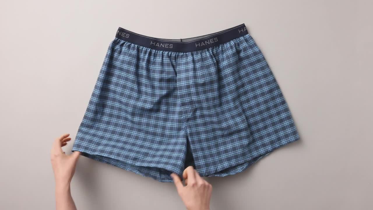 Hanes Mens Tagless Boxer With Exposed Waistband Multi-Packs