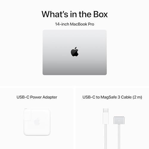 Apple 2023 MacBook Pro Laptop M3 Pro chip with 11‑core CPU, 14‑core GPU: 14.2-inch Liquid Retina XDR Display, 18GB Unified Memory, 512GB SSD Storage. Works with iPhone/iPad; Silver