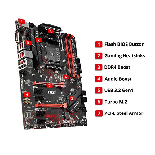 MSI Performance Gaming AMD Ryzen 2ND and 3rd Gen AM4 M.2 USB 3 DDR4 DVI HDMI Crossfire ATX Motherboard (B450 GAMING PLUS Max)