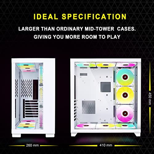 KEDIERS PC Case - ATX Tower Tempered Glass Gaming Computer Case with 9 ARGB Fans,C590