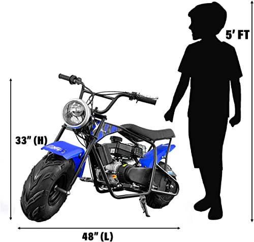XtremepowerUS Pro-Series 99cc 3.5HP Gas Powered Off Road Trail Bike Dirt Bike Ride One Bike, Mini Bike for Adults & Kids Over Age 13+, Blue