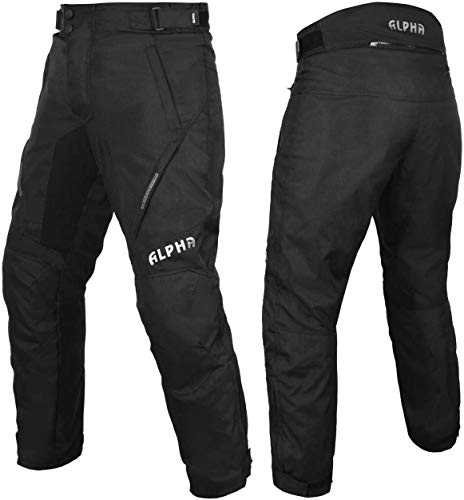 All Season Motorcycle Pants Men Motocross Offroad Overpants Touring Adventure Dual Enduro Waterproof CE Armor (Black, Waist 32