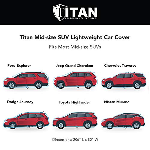 Titan Brilliant Color Poly 210T Car Cover for Mid-Size SUV 188-206