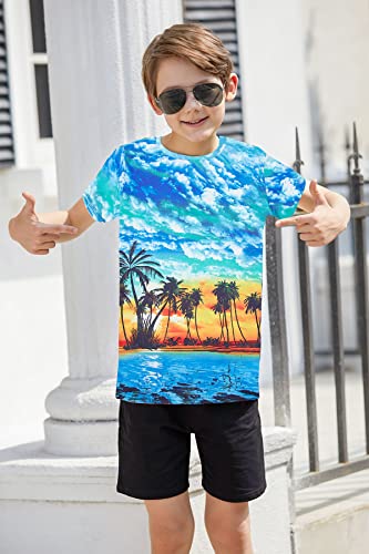 RAISEVERN Boys Girls 3D Graphic Printed T-Shirts Unisex Short Sleeve Summer tees for 4-14 Years