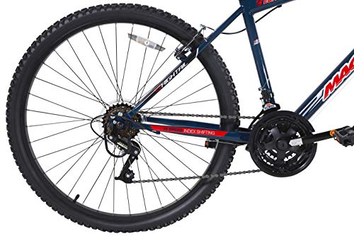 Dynacraft Magna Front Shock Mountain Bike Boys, Girls, Mens and Womens 24 and 26 Inch Wheels with 18 Speed Grip Shifter and Dual Handbrakes in Red, Purple, Pink and Black