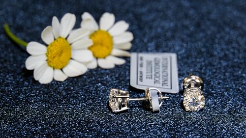 1/4 to 6 Carat D-E Color Lab Grown Diamond Stud Earrings for Women in 14k White Gold cttw 4-Prong Basket Secure Screw Back Made in USA by Beverly Hills Jewelers