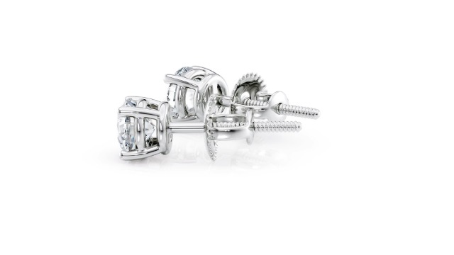 1/4 to 6 Carat D-E Color Lab Grown Diamond Stud Earrings for Women in 14k White Gold cttw 4-Prong Basket Secure Screw Back Made in USA by Beverly Hills Jewelers