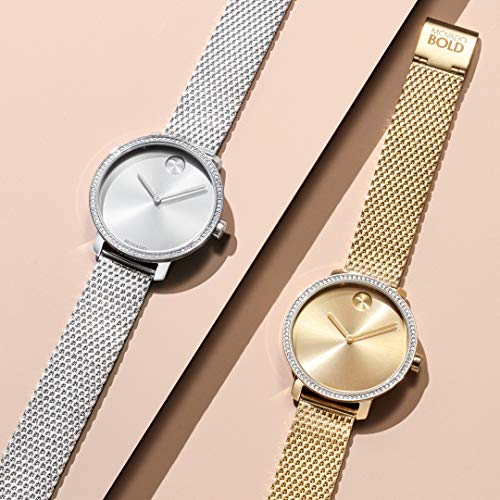 Movado Bold Shimmer Women s Swiss Quartz Stainless Steel and Mesh Bracelet Casual Watch, Color: Silver (Model: 3600655)