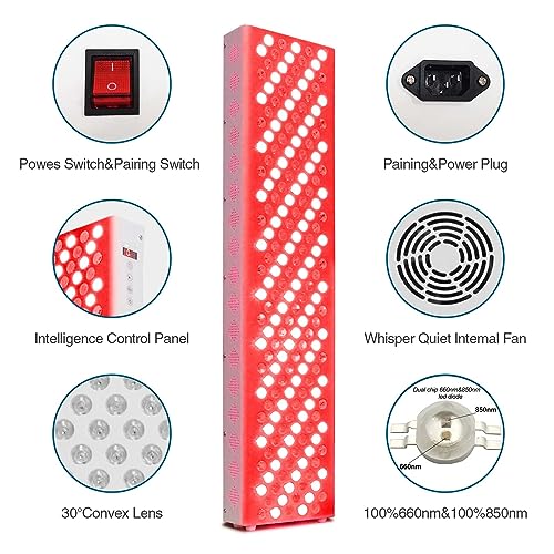 Onerbl Infrared Light Therapy Facial Beauty Equipment, 660nm 850nm High Power Red Light Recovery, 200 LED Dual Chip Light Beads Treatment, Improve Skin Problems, Female Beauty Flats,310w