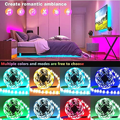Tenmiro Led Lights for Bedroom 100ft (2 Rolls of 50ft) Music Sync Color Changing LED Strip Lights with Remote and App Control 5050 RGB LED Strip, LED Lights for Room Home Party Decoration