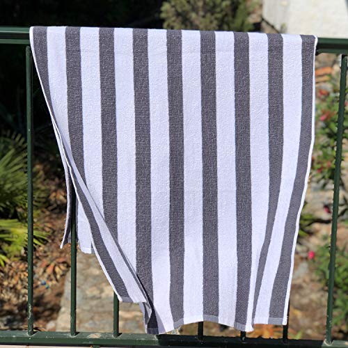 Arkwright Cabana Pool Beach Towel - 100% Ring Spun Cotton Large Soft Quick Dry Bath Towels Perfect for Hotel, Swim, Bathroom Tub, and Camping, 30 x 60 (Pack of 4), Grey